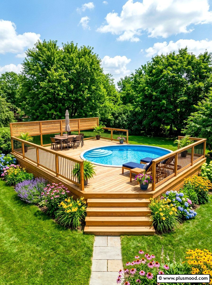 Above ground pool wooden deck - 25 summer above ground pool ideas