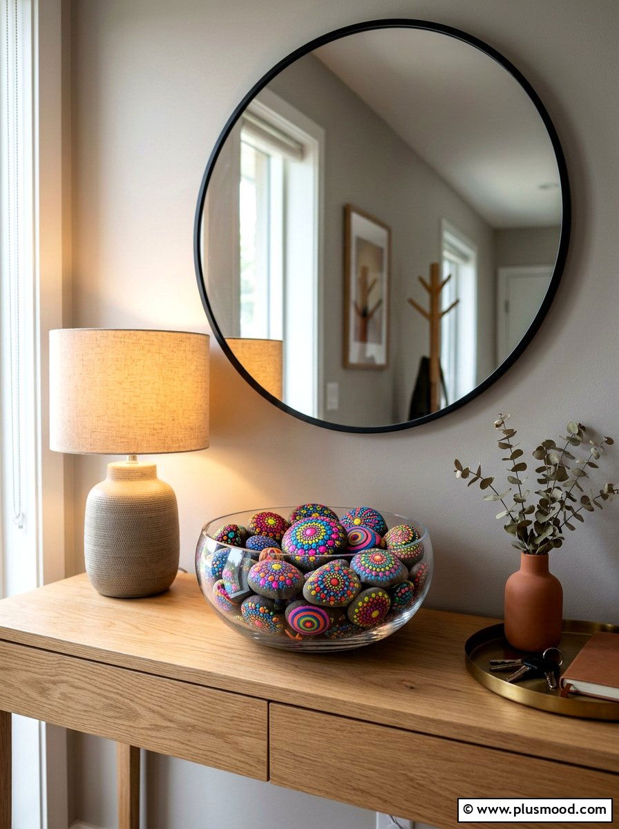 Abstract Dot Painted Rock - 25 painted rock ideas for mothers day
