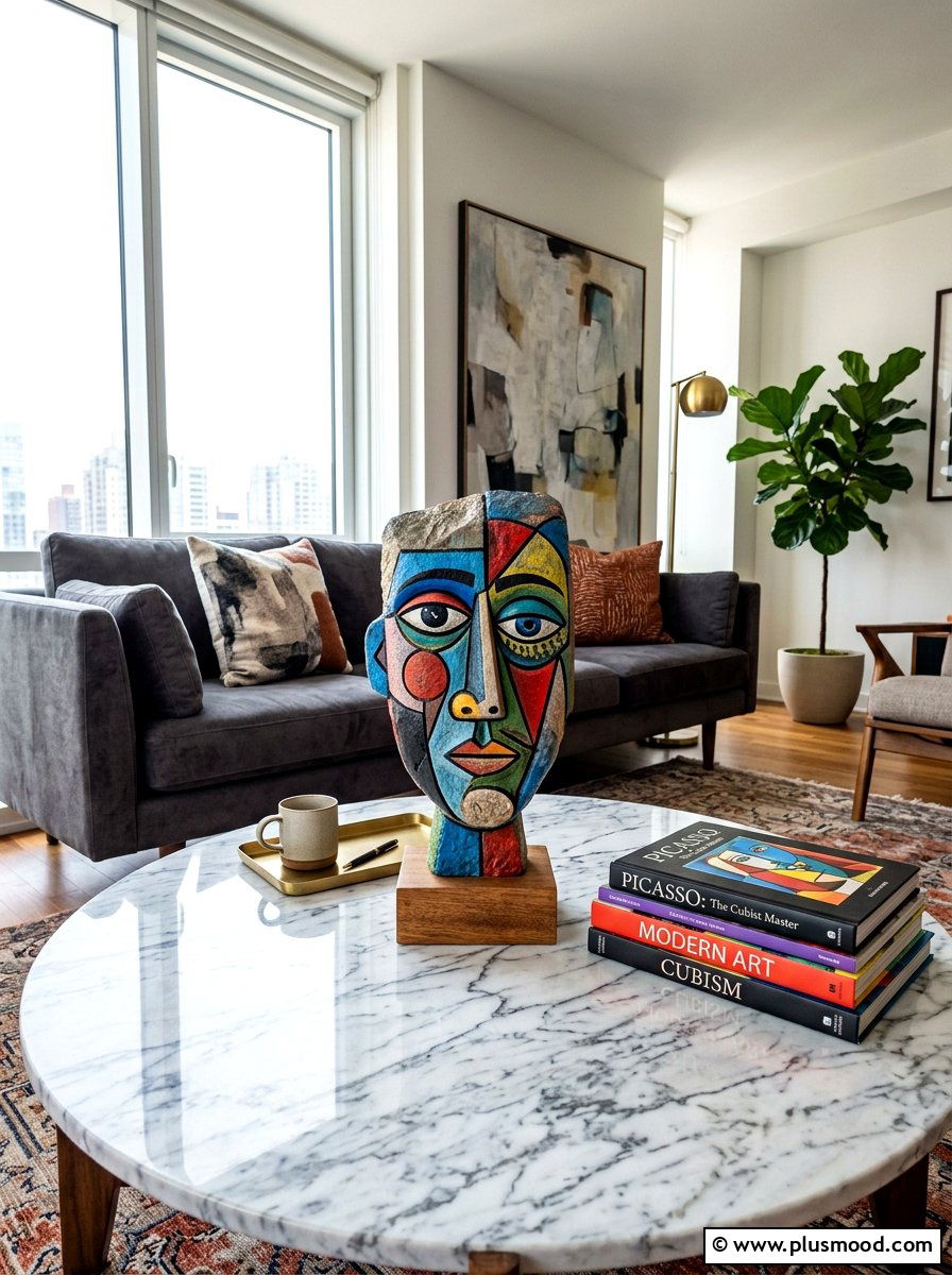Abstract Face Stone - 25 painted rock ideas with faces