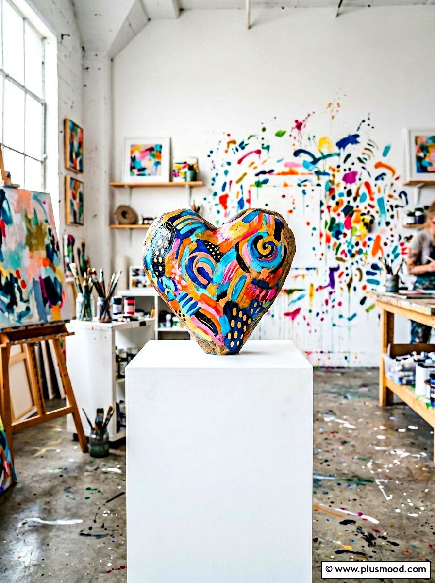 Abstract Heart Rock Paint - 25 painted rock ideas with hearts