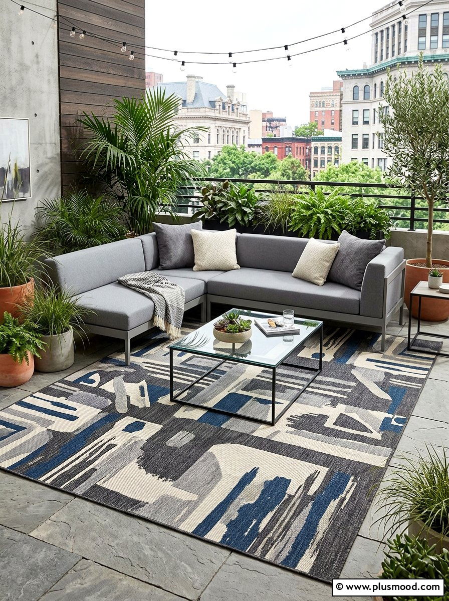 Abstract Modern Patio Rug - 25 summer patio rug ideas
