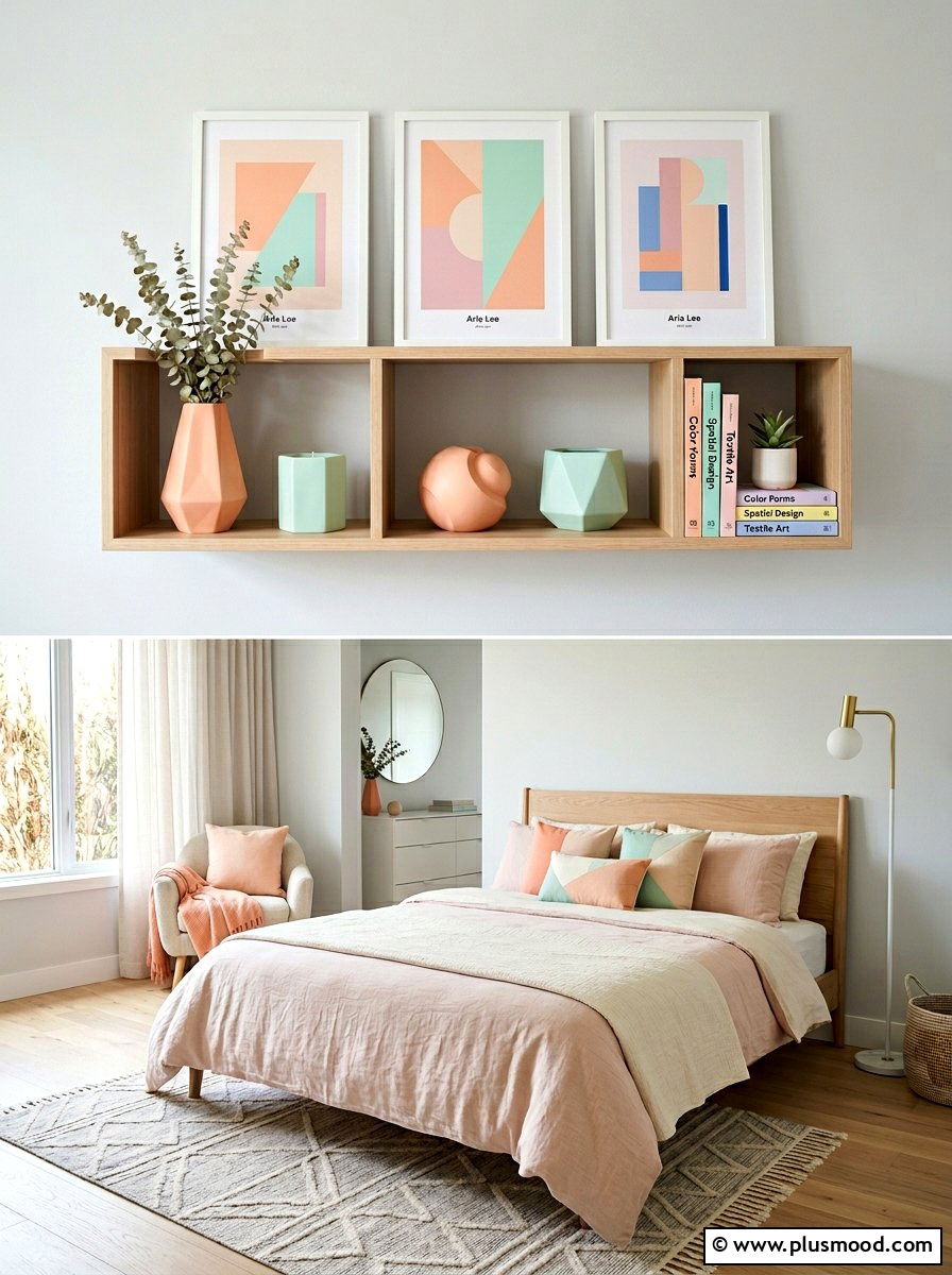 Abstract Pastel Bedroom Shelf - 25 summer bedroom shelf decor ideas