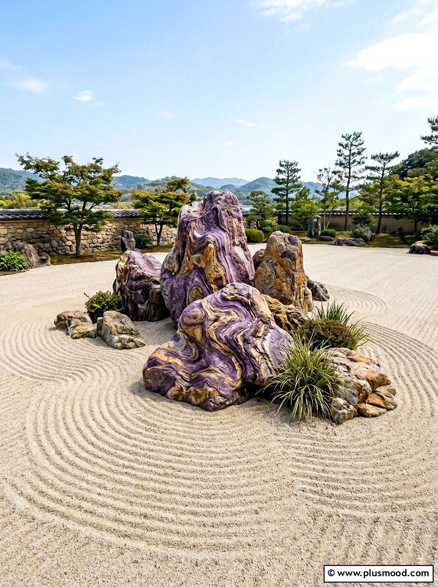 Abstract Swirl Rocks - 25 painted rock ideas for zen garden