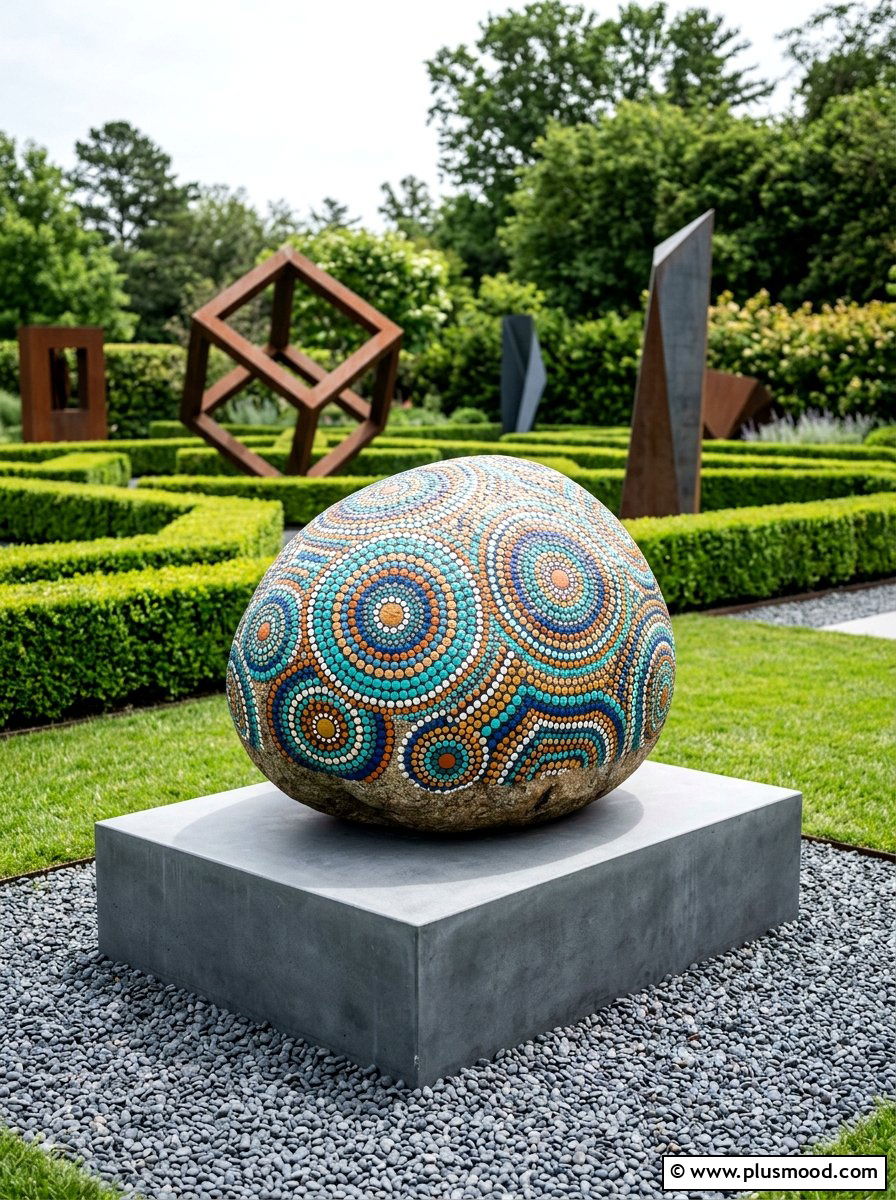 Abstract dot rock - 25 painted rock ideas for rock hunting game