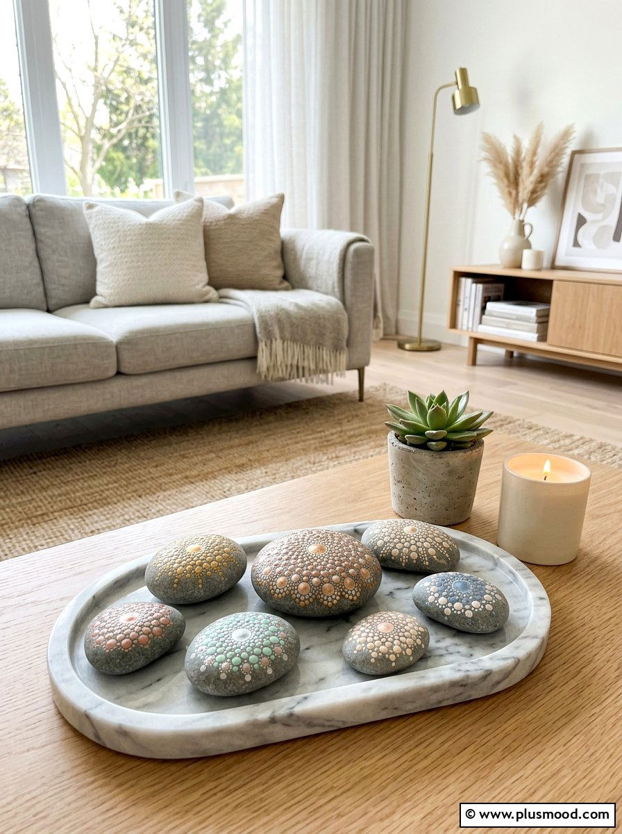 Abstract dot rocks - 25 painted rock ideas with acrylic paint