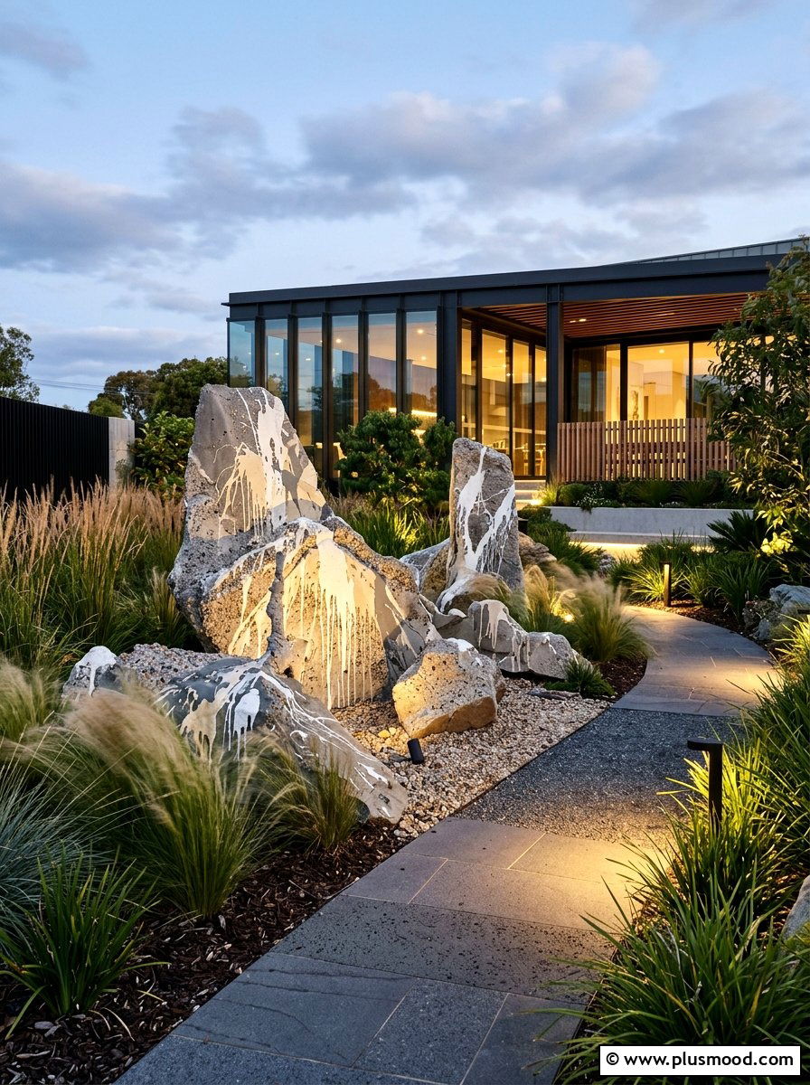 Abstract garden stones - 25 painted rock ideas for spring garden
