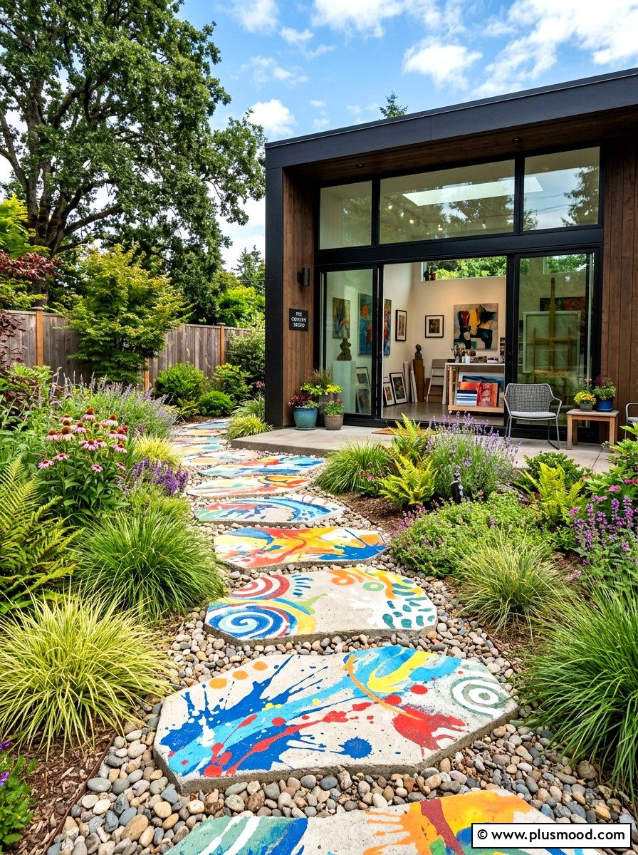 Abstract stepping stones - 25 painted rock ideas for stepping stones