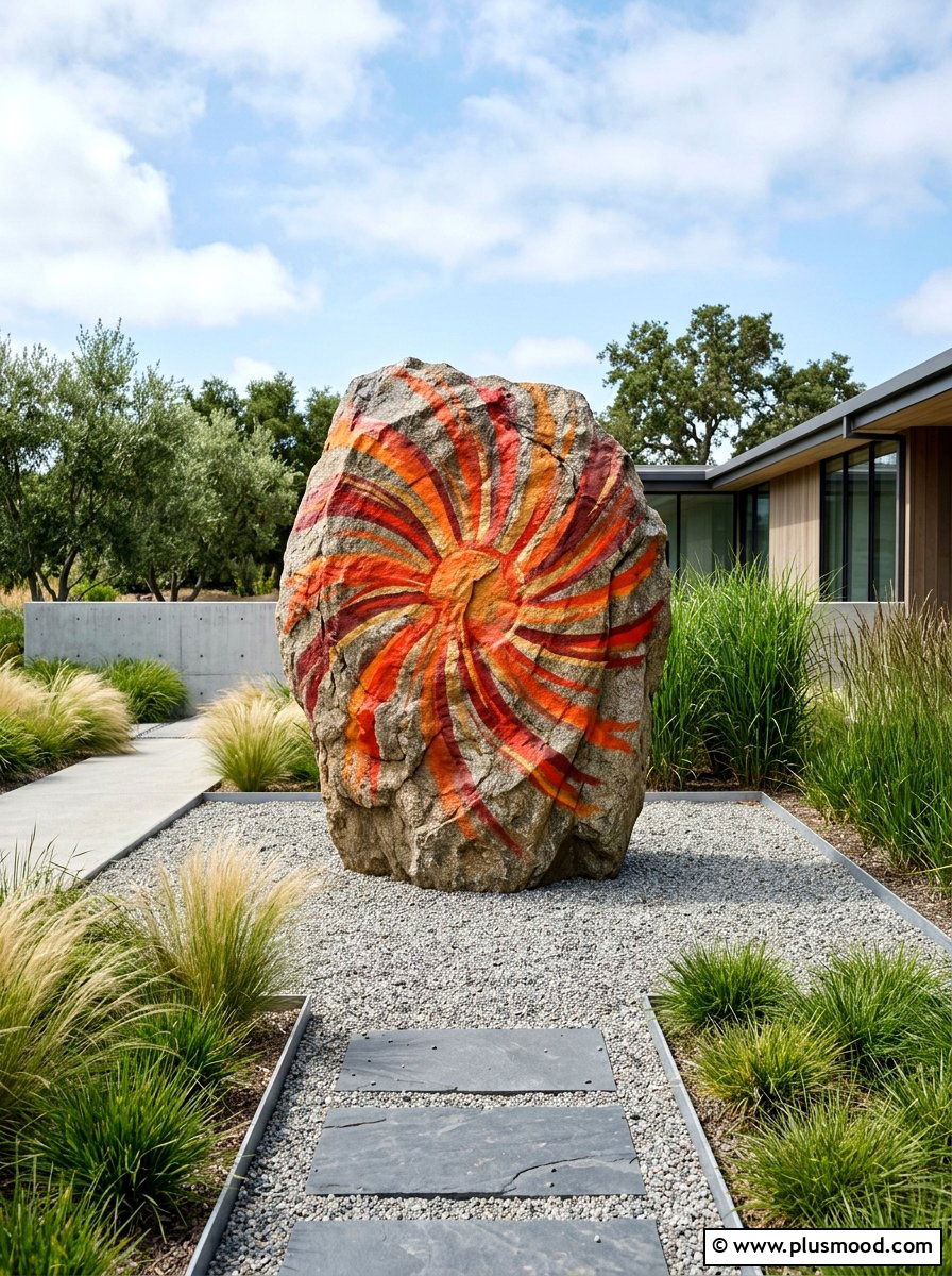 Abstract sun rays - 25 painted rock ideas with sun design