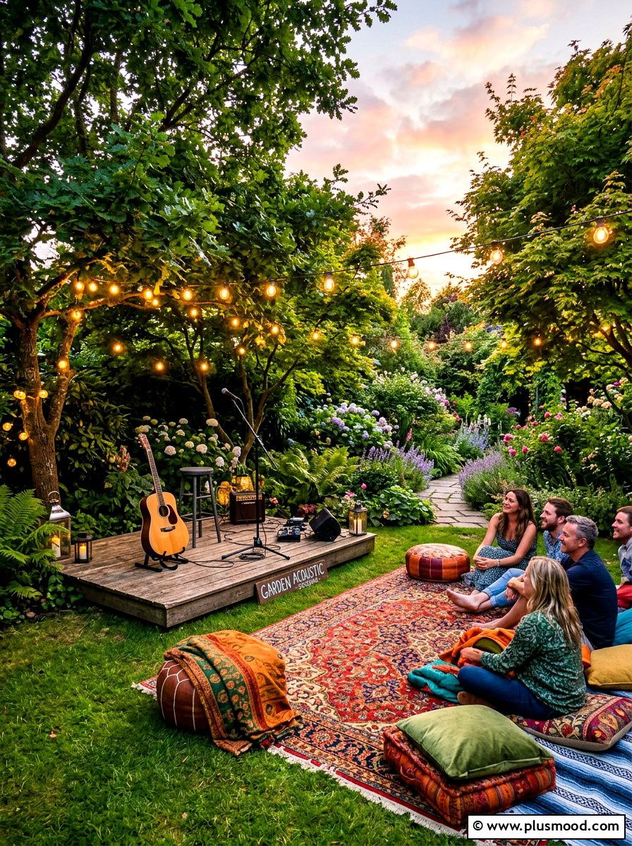 Acoustic Garden Music Area - 25 end of summer backyard party ideas