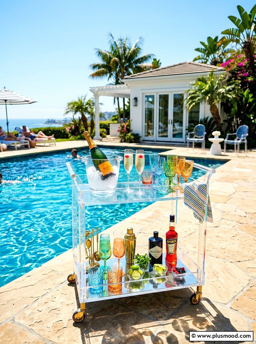 Acrylic bar cart - 25 summer outdoor serving cart ideas