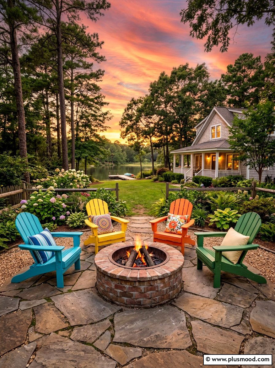 Adirondack chair arrangement - 25 summer bonfire party ideas