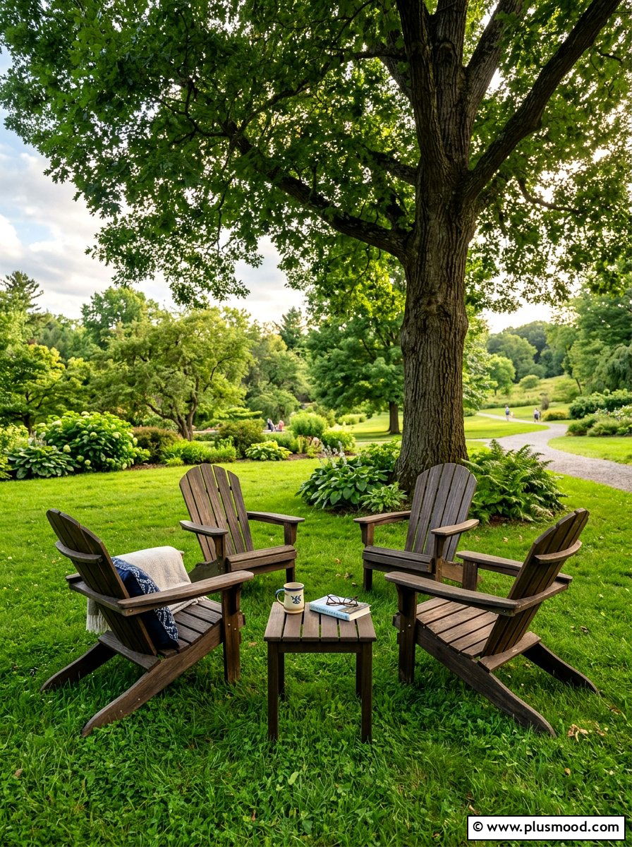 Adirondack chair seating area - 25 summer rustic backyard ideas