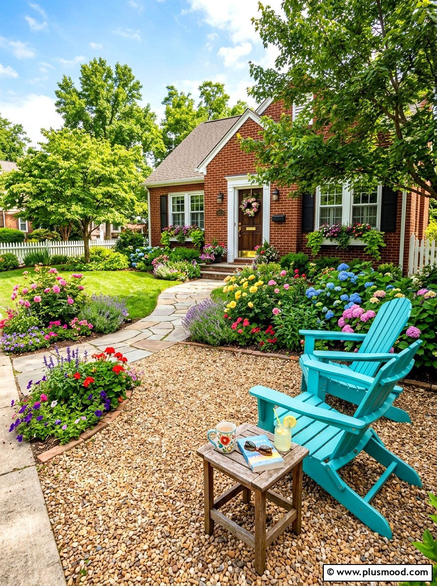 Adirondack chairs for brick house front yard - 25 summer front porch decor ideas for brick house