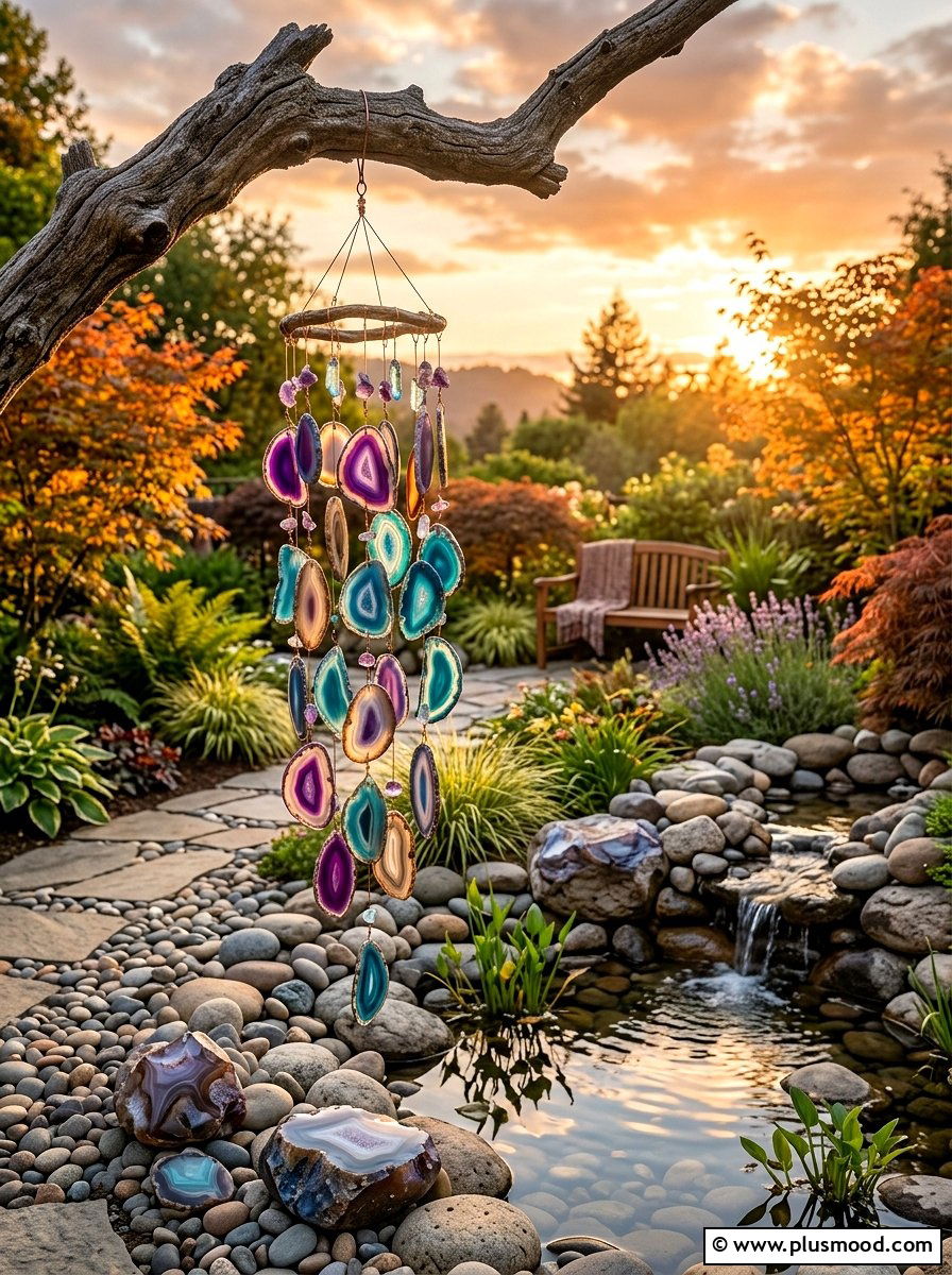 Agate stone stone garden - 25 outdoor garden decor ideas with wind chimes