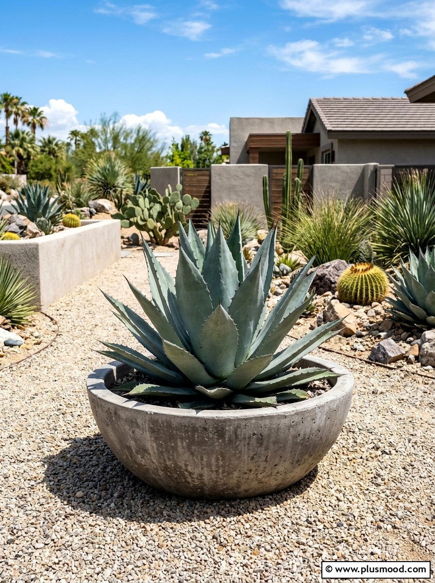 Agave Desert Tropical Pot - 25 summer tropical planter ideas