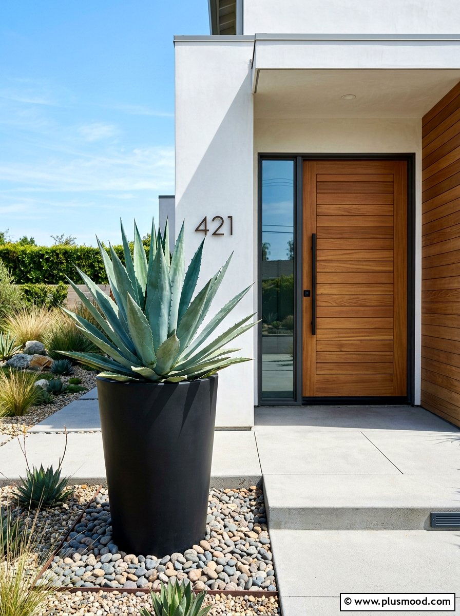 Agave Modern Front Door Planter - 25 summer container ideas for front door