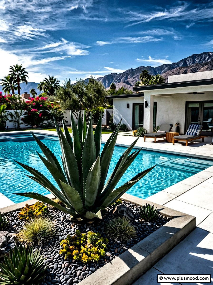 Agave Plant Pool Focal - 25 pool landscaping ideas low maintenance