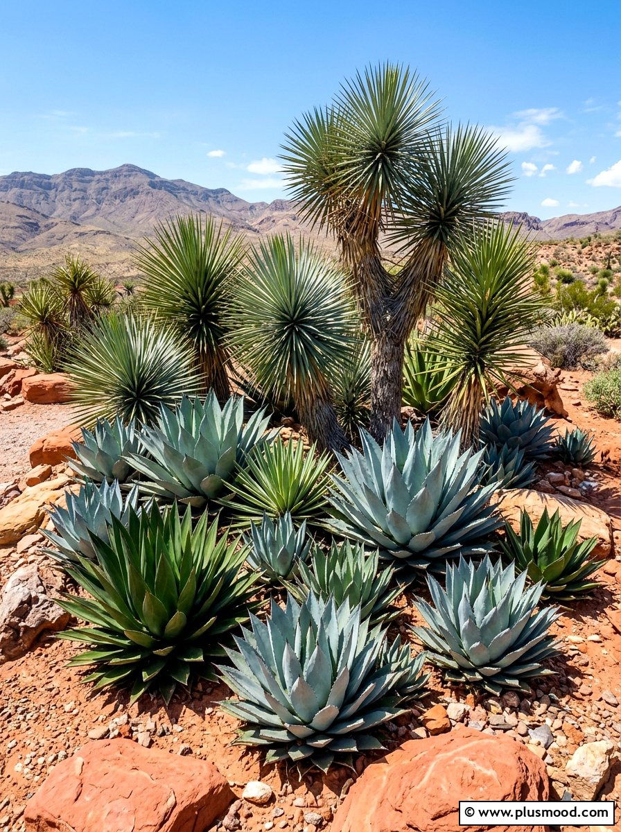 Agave and yucca planting - 25 summer desert landscaping ideas