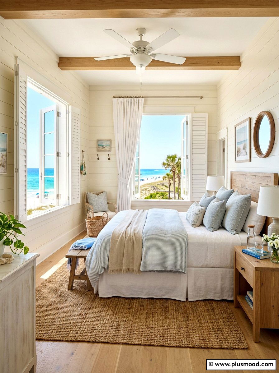 Airy Beach House Bedroom - 25 neutral summer bedroom ideas