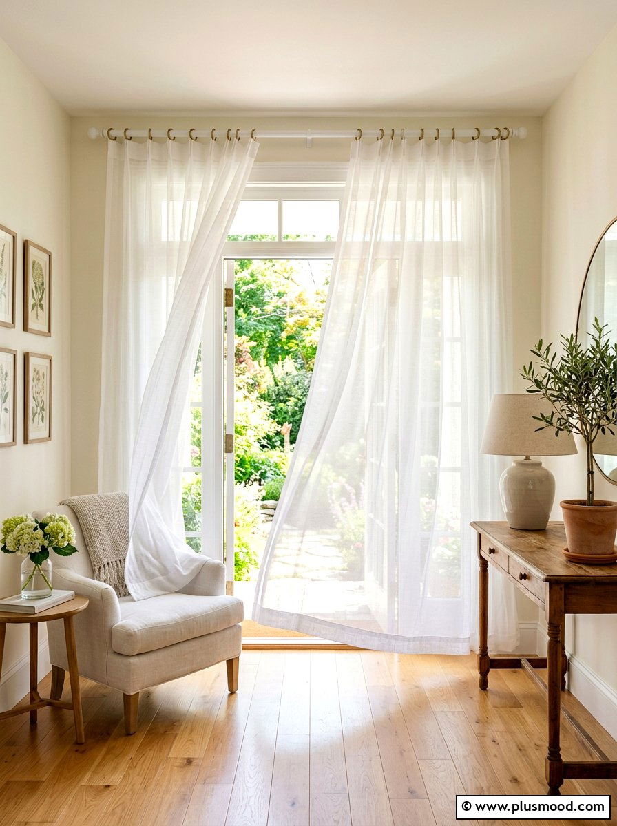 Airy Sheer Curtain Doorway - 25 summer seasonal entry decor ideas