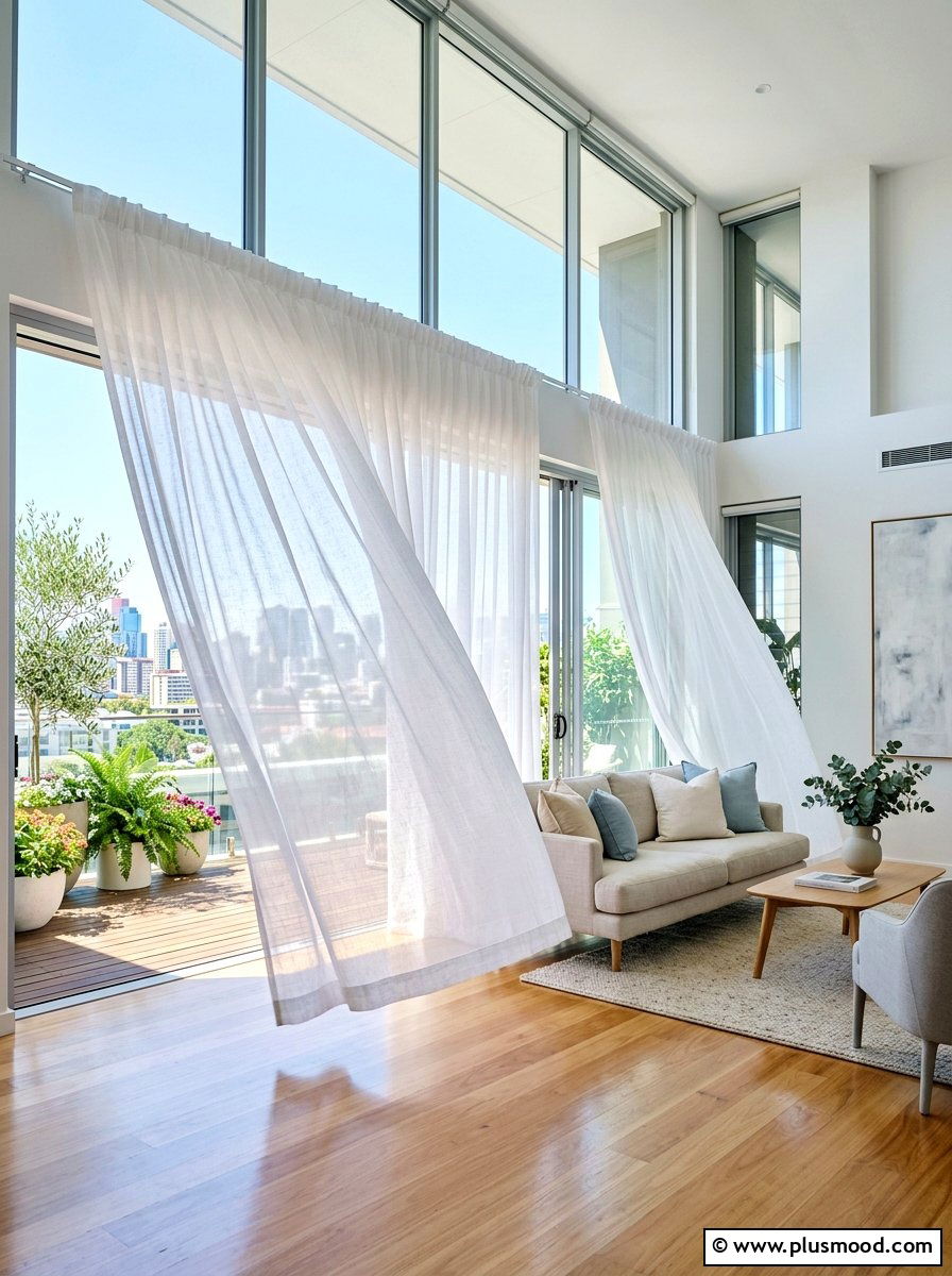 Airy Sheer Curtain Window - 25 cozy summer home ideas