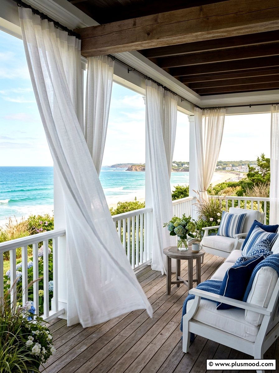 Airy White Curtains - 25 last days of summer decor ideas