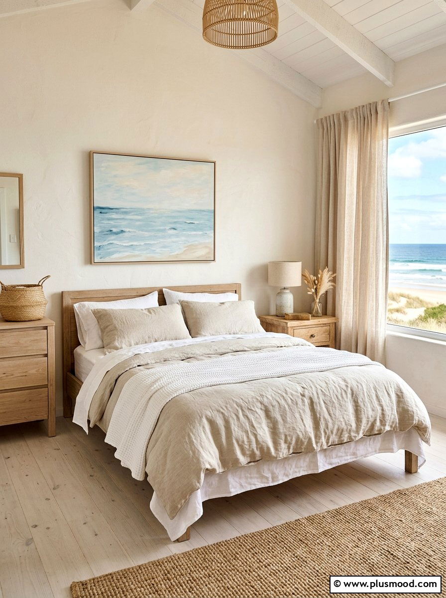 Airy linen coastal bedroom - 25 coastal summer bedroom ideas