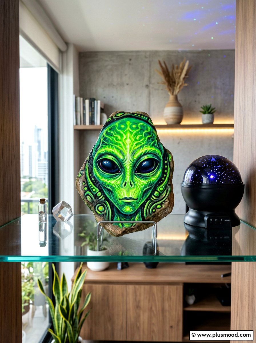 Alien Rock Painting - 25 painted rock ideas with faces