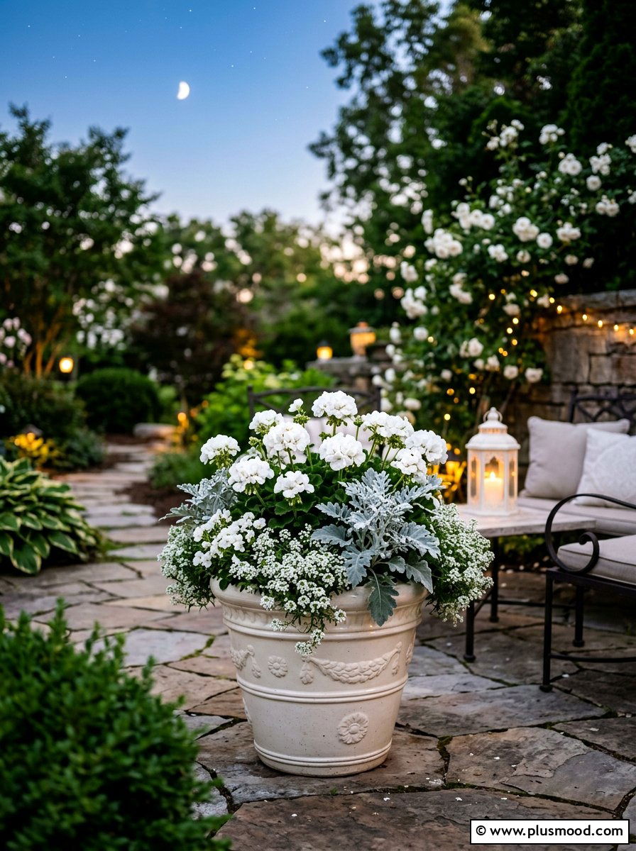 All White Flower Container - 25 summer container garden ideas