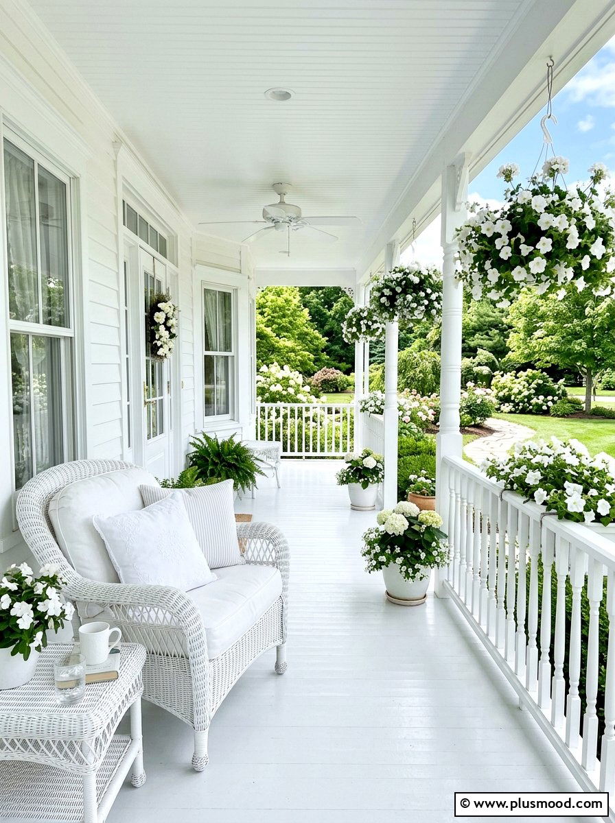 All White Front Porch - 25 summer front porch refresh ideas