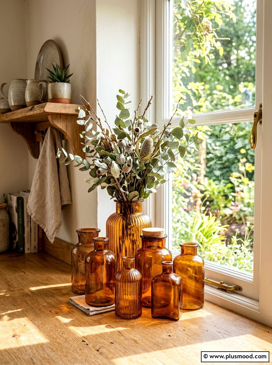 Amber Glass Vases - 25 late summer boho decor ideas