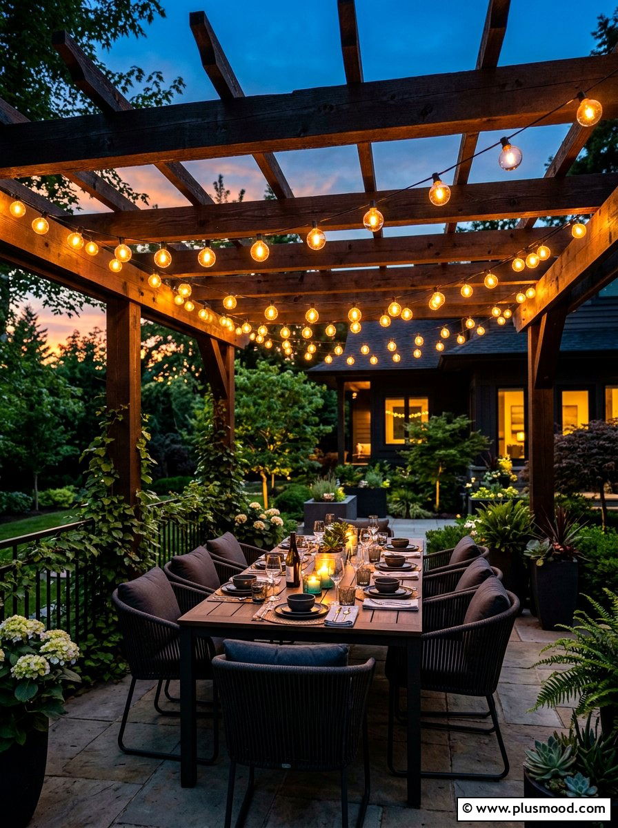 Ambient Patio String Lighting - 25 late summer garden ideas