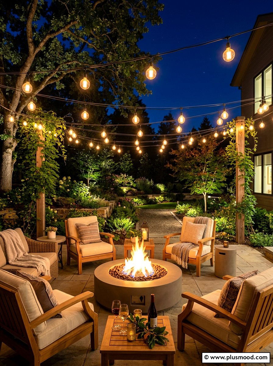 Ambient string light backyard - 25 summer modern summer decor ideas
