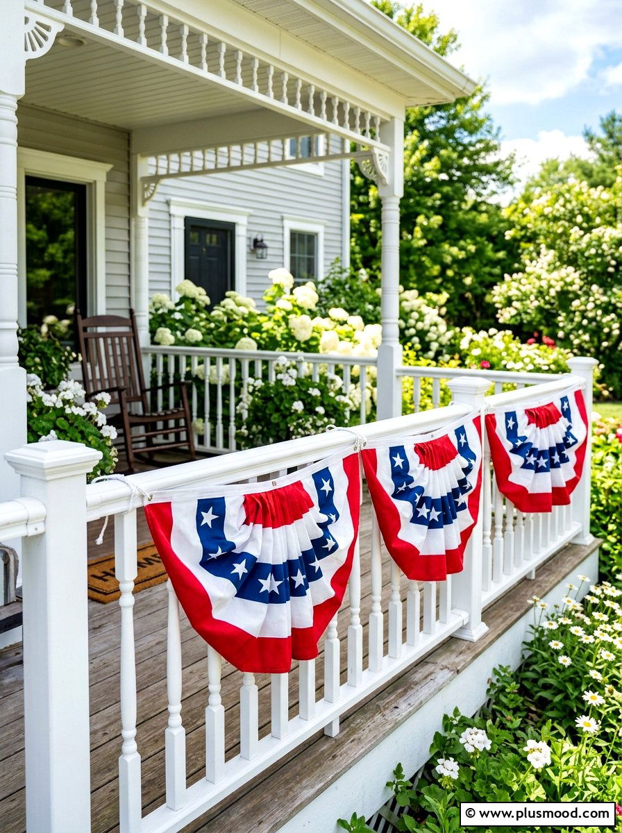 American Flag Bunting - 25 summer front porch decor ideas with flags