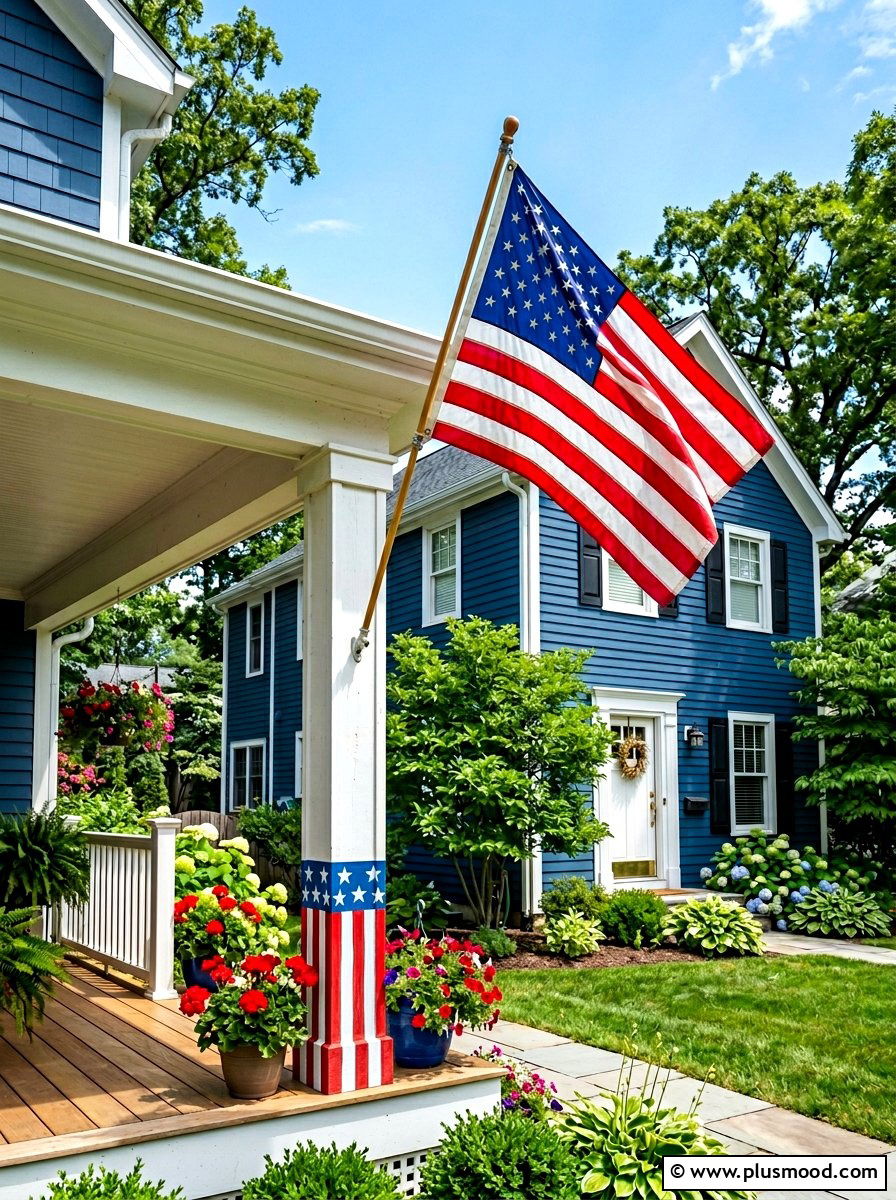 American flag porch column - 25 summer porch column decor ideas