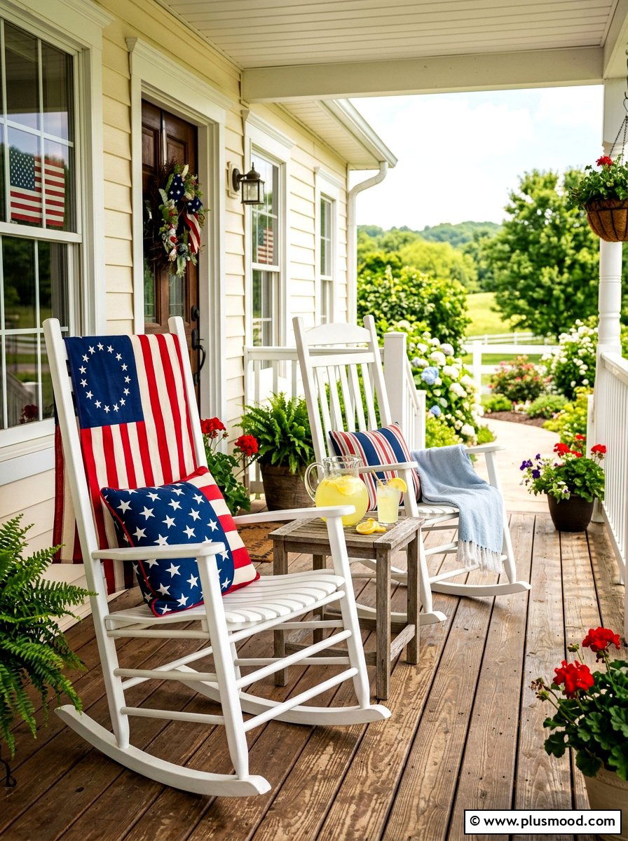 Americana Rocking Chair Porch - 25 summer front porch decor ideas with flags