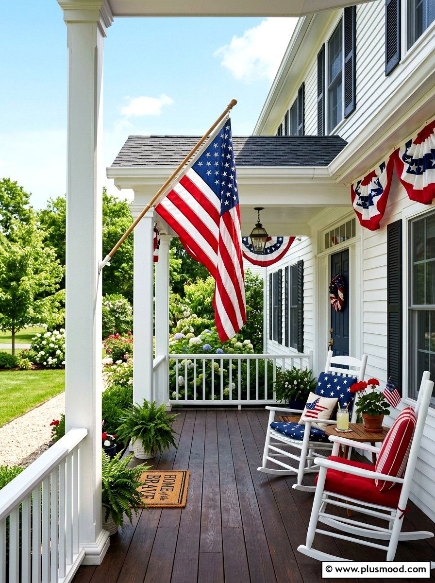 Americana flag front porch - 25 summer elegant front porch ideas