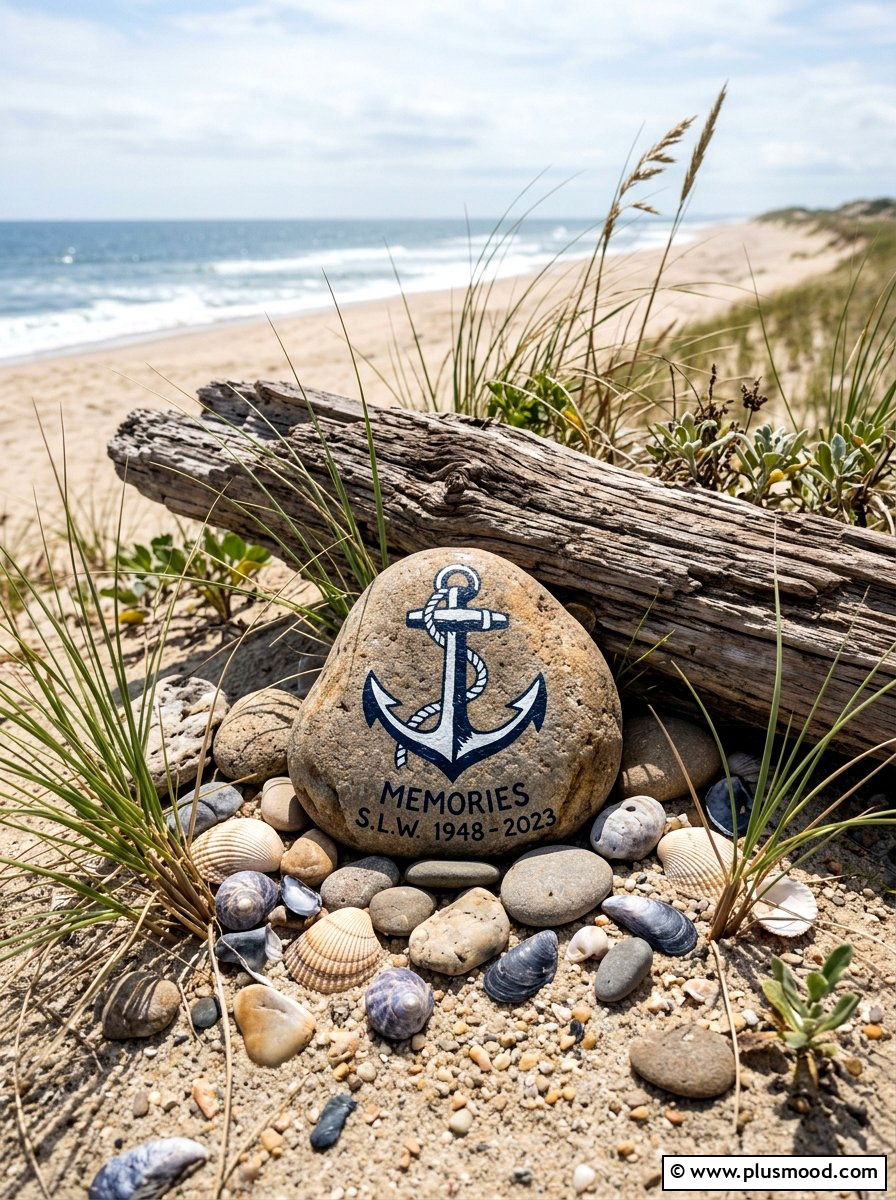 Anchor Painted Rock - 25 painted rock ideas for memorial garden