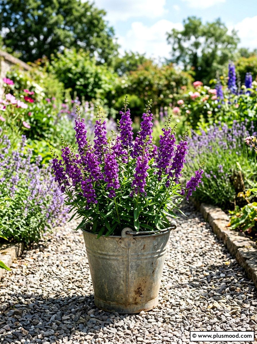 Angelonia Summer Snapdragon Pot - 25 summer low maintenance planter ideas
