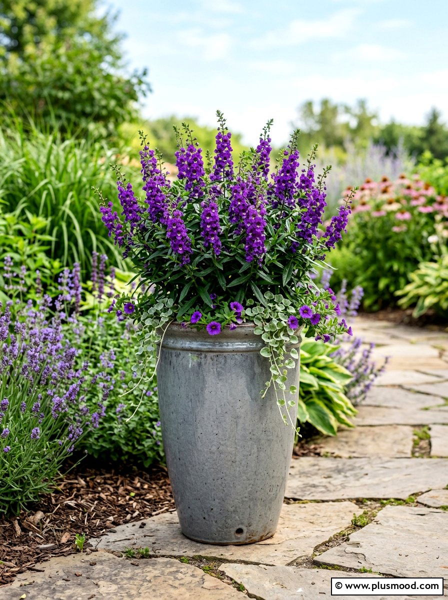 Angelonia snapdragon container - 25 summer flower pot ideas