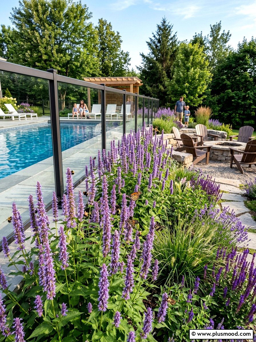 Anise Hyssop Pool Background - 25 pool landscaping ideas with herbs