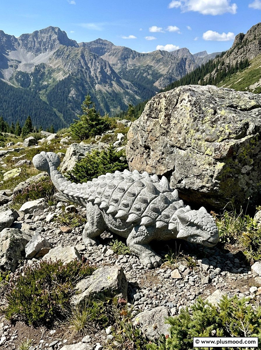 Ankylosaurus with textured armor - 25 painted rock ideas with dinosaur art