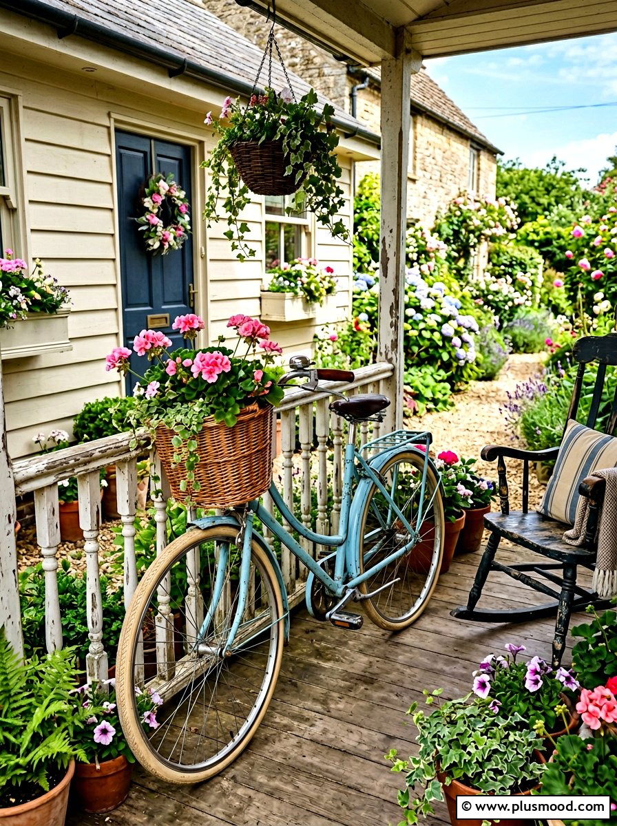 Antique Bicycle Planter - 25 summer rustic front porch ideas