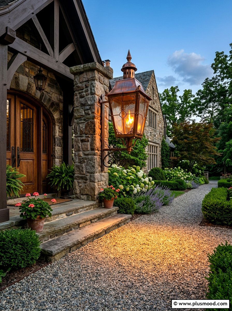 Antique Copper Gas Style Porch Light - 25 summer porch lighting curb appeal ideas