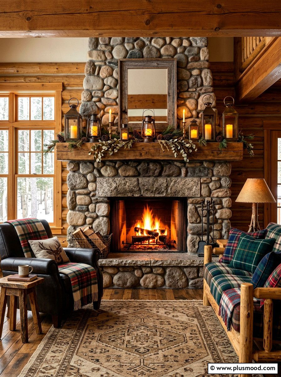 Antique Lantern Mantel - 25 summer to fall mantel ideas