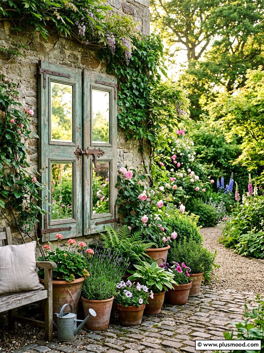 Antique Shutters With Mirrors - 25 small backyard ideas with mirror