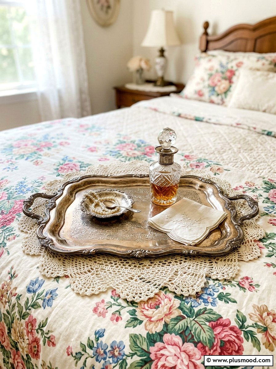 Antique Silver Tray - 25 summer bedroom tray decor ideas