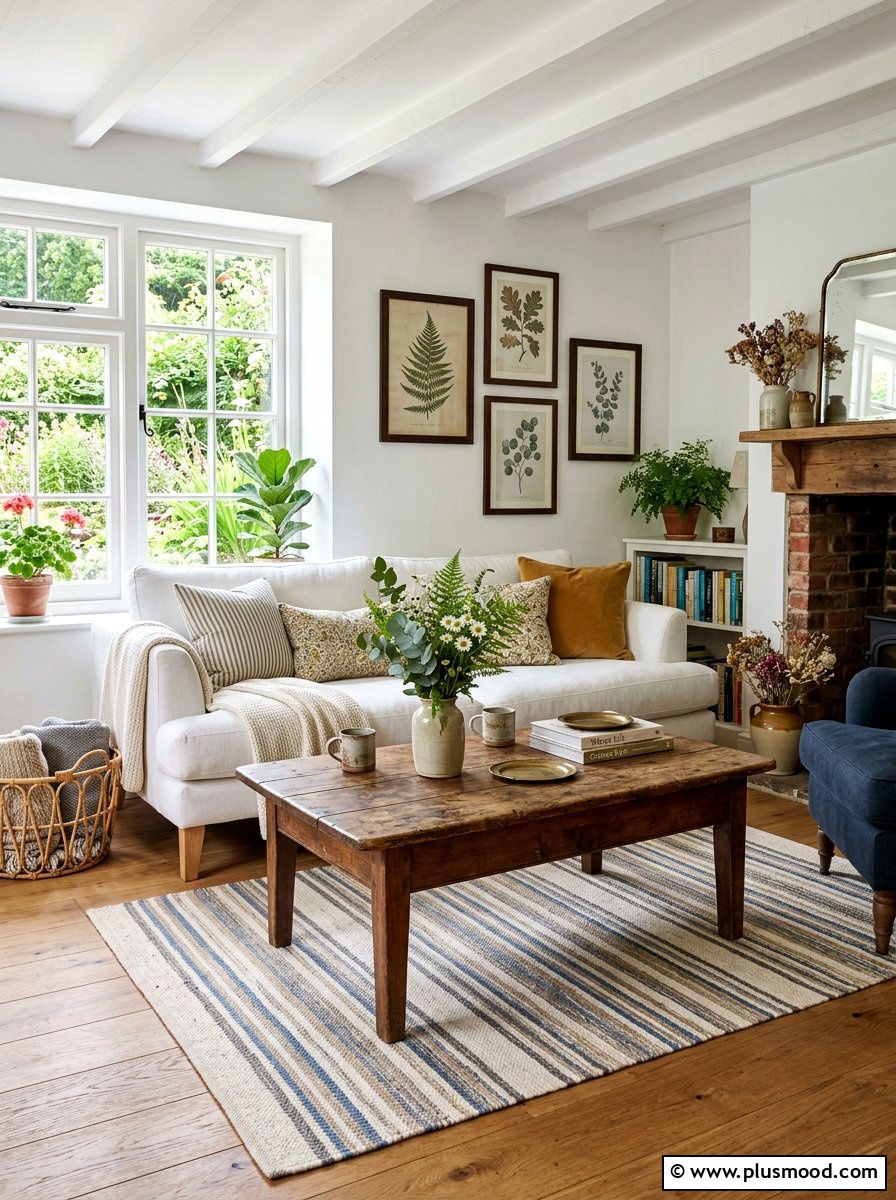 Antique Wood Coffee Table - 25 summer cottage living room ideas