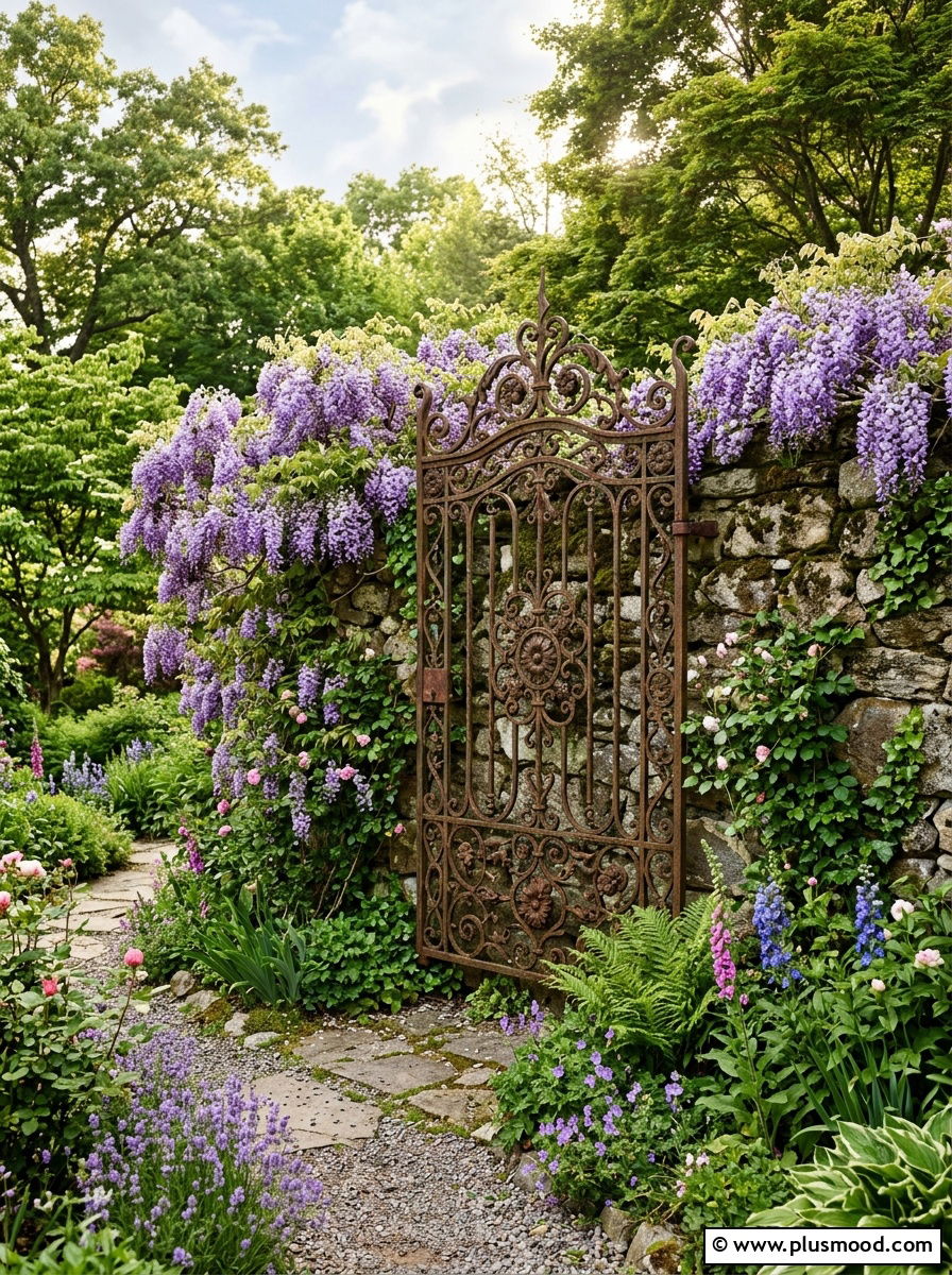 Antique iron gate wall decor - 25 outdoor garden decor ideas with wall art