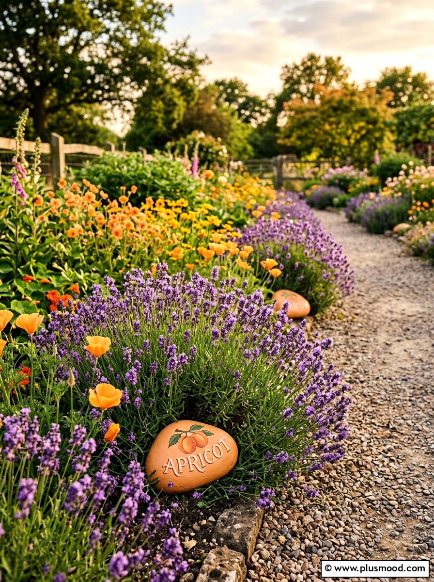 Apricot painted garden rocks - 25 painted rock ideas with fruit design